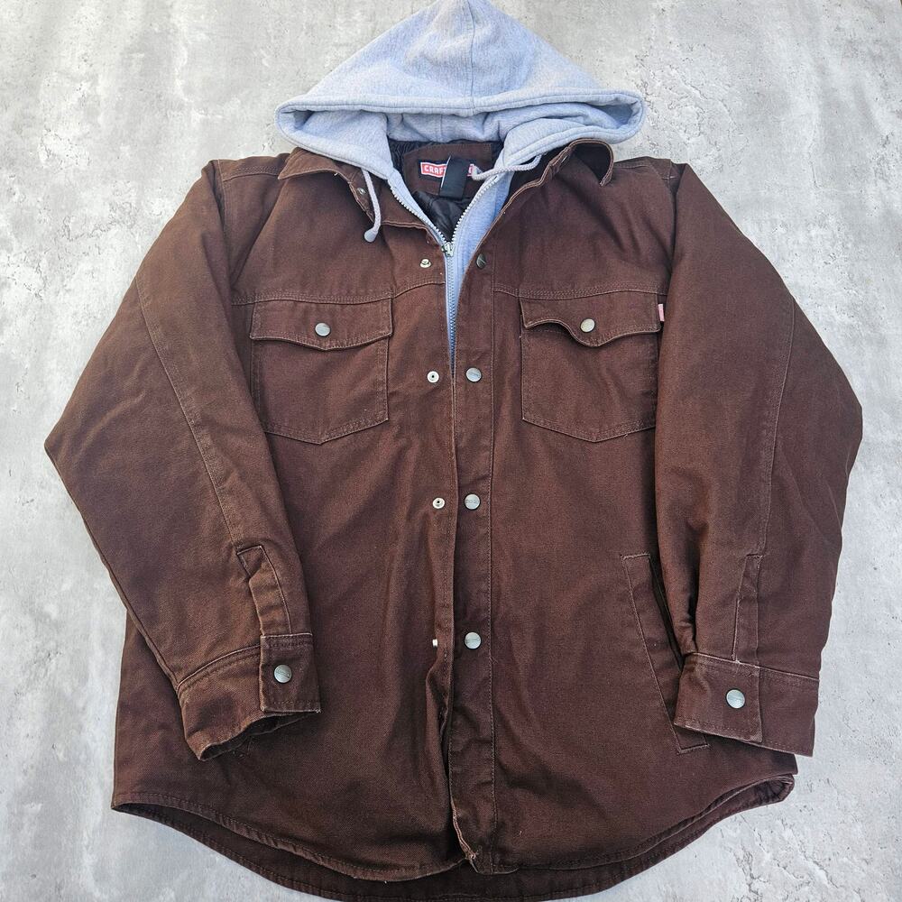 Craftsman Canvas Jacket Hoodie Medium Work Jacket NWOT Brown